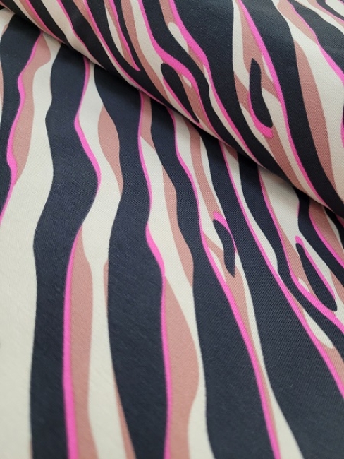 Zebra Jersey schwarz braun pink